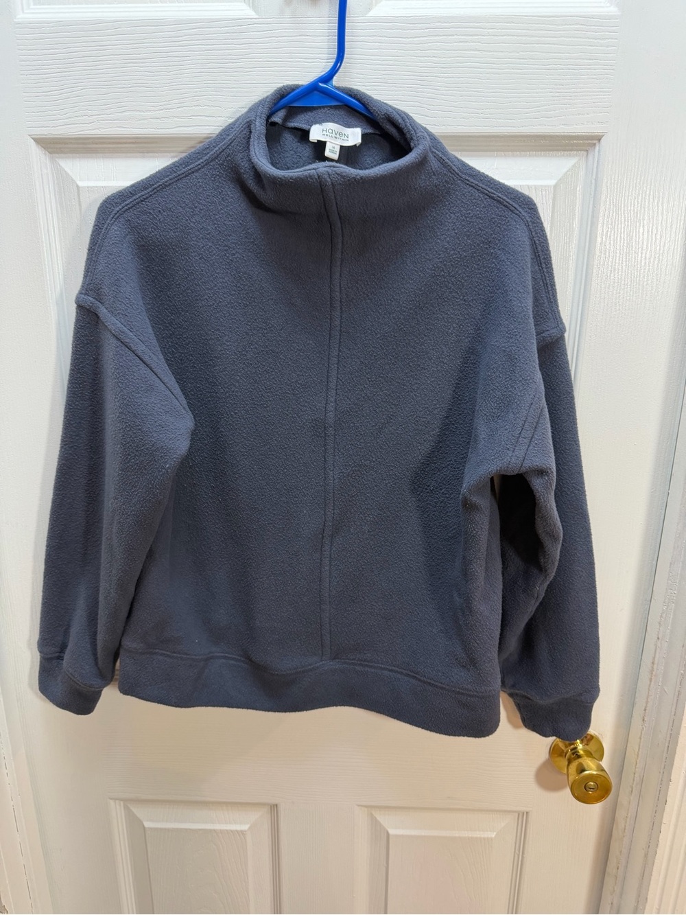 Haven Well Within Women Blue Mock-Neck Fleece Pullover